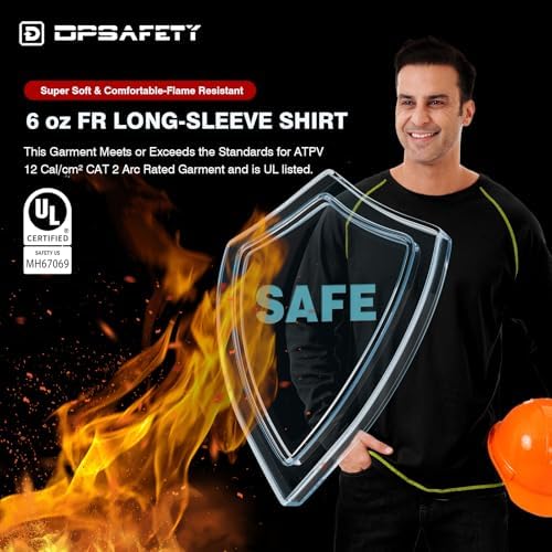 FR Shirts for Men, 6oz Hi Vis Flame Resistant Welding Shirt