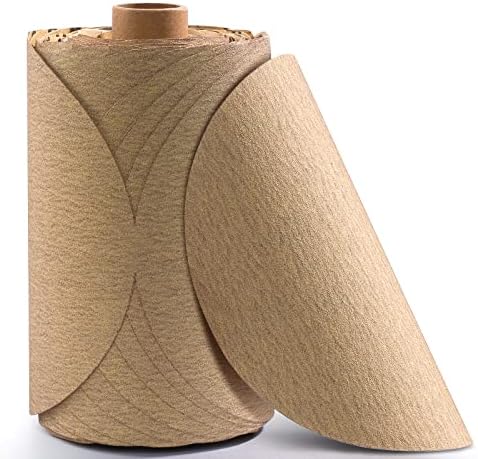 CowboyBOB 100PCS 6 inch Gold PSA Sanding Discs 180 Grit Self Adhesive Sticky-Back Sandpaper Aluminum Oxide Abrasive Sand Paper Woodworking Wood Metal Sanding Disc Roll