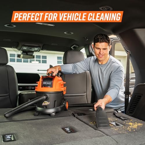 Armor All DAA202W 0901 2.5 Gal 20V Max Cordless Wet/Dry Vac Orange/Black