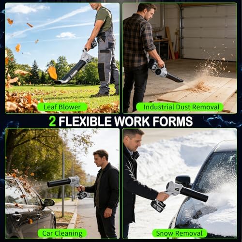 Leaf Blower Cordless, Handheld Leaf Blower with 2X4.0Ah Battery and Charger