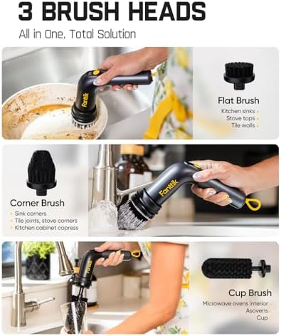 Fanttik G9 Handy Cordless Electric Spin Scrubber & 3 Pcs Replacement Brush Heads for Fanttik G9 Handy Electric Spin Scrubber