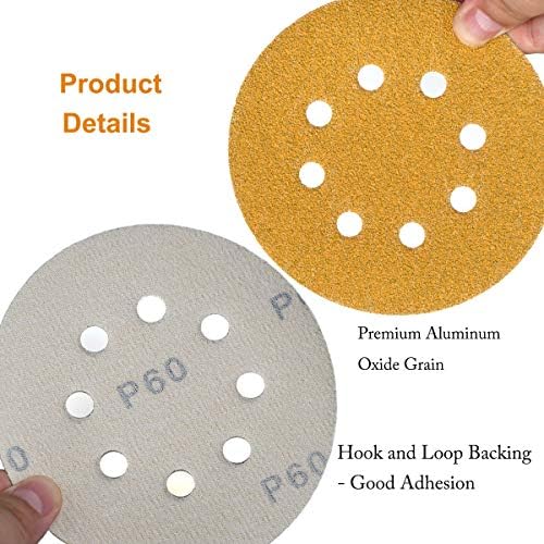 5-Inch 8-Hole Hook and Loop Sanding Discs 60-Grit, 200-Pack