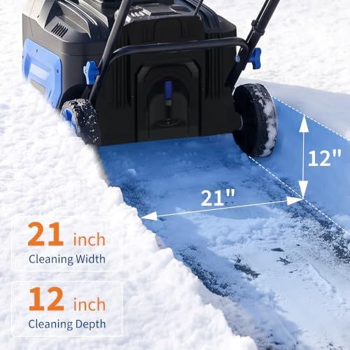 21" Cordless Snow Blower, Electric Snow Blower with 2x5.0Ah Battery&Charger