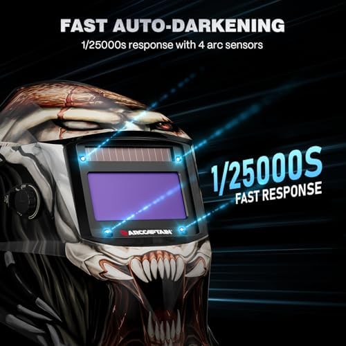 ARCCAPTAIN Welding Helmet Auto Darkening, 1/25000s Response, Shade 4/9-13