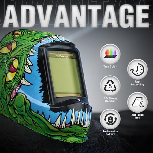 YESWELDER Auto Darkening Welding Helmet, Large View, LYG-M800H-ME