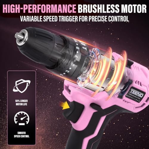 TEENO Brushless Power Tool Combo Kit, 6-in-1 Cordless Interchangeable Multi-Tool Set (Drill, Impact Wrench, Oscillating Tool, Reciprocating & Chain Saws, Sander), 3Ah Battery, USB Adapter & Hard Case