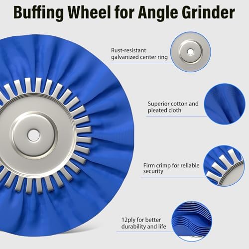 8" Airway Buffing Wheels for 4.5" Angle Grinder, 9PCS Buffer Polisher Wheel for Car, Aluminum Metal Polishing Wheel Pad and Compound Kit for Mirror Finish (5/8" Arbor Hole)