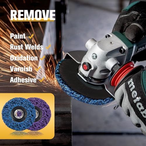 10 Pack Strip Disc Wheels Angle Grinder Paint Removal 4" x 5/8" Purple Blue
