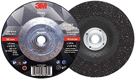 3M Silver Depressed Center Grinding Wheel, 87397, 36+, T27 Quick Change