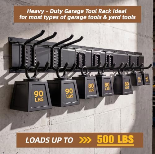 500lbs Garage Tool Organizer Wall Mount 49.5 in Heavy Duty Rack Hooks
