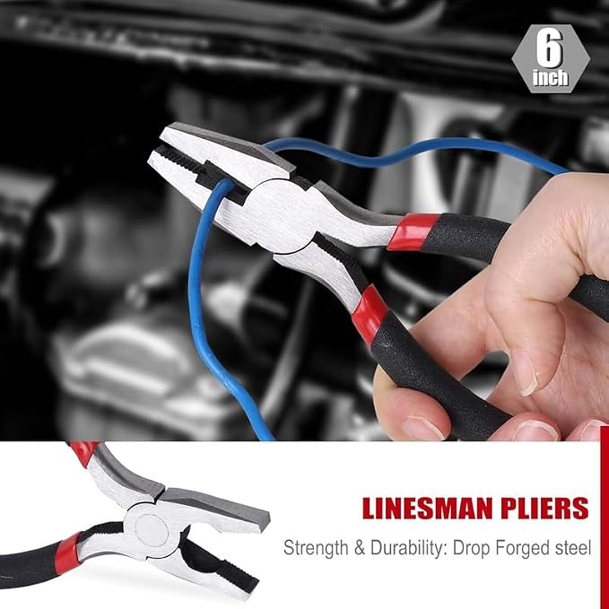 7-Piece Utility Pliers Set,Slip Joint,Long Nose,Diagonal,Groove,Linesman | Drop-Forged Heat-Treated Steel; Non-Slip Ergonomic Dipped Handle; Rust-Resistant Protective Finish