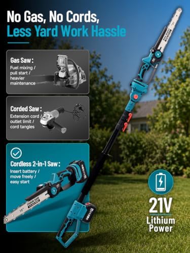 2-in-1 10 Inch Electric Pole Saw & Mini Chainsaw for Tree Trimming