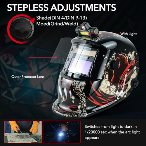 TRQWH Welding Helmet Auto Darkening Welding Hood with Welding Gloves