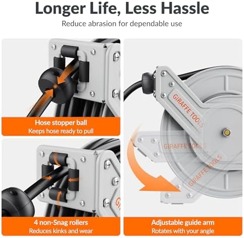 Giraffe Tools Pressure Washer Hose Reel 65ft, 3200 PSI