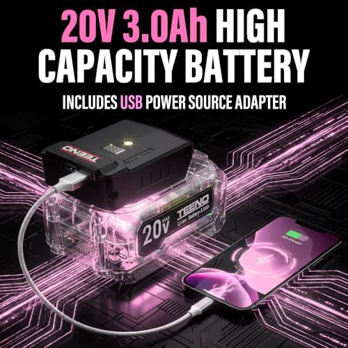 TEENO Brushless Power Tool Combo Kit, 6-in-1 Cordless Interchangeable Multi-Tool Set (Drill, Impact Wrench, Oscillating Tool, Reciprocating & Chain Saws, Sander), 3Ah Battery, USB Adapter & Hard Case