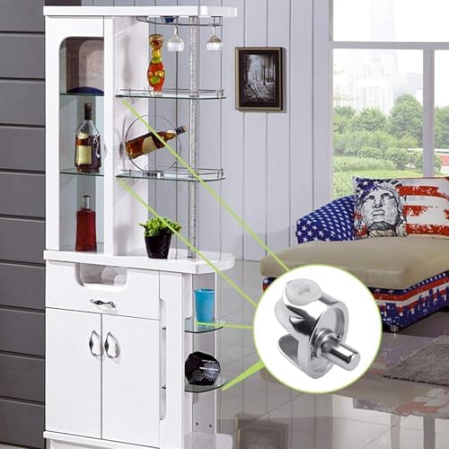 Adjustable Glass Shelf Bracket Pegs 20Pcs Zinc Alloy Frameless Glass Shelf Holder Half Round Cabinet Clamp with Pin Wall Mounted Clips for 3-8mm Glasses (Chrome)