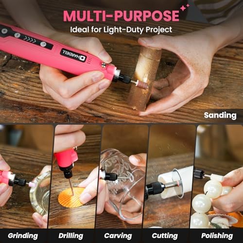HARDELL Mini Cordless Rotary Tool, 5-Speed 69pcs Kit for Engrave/Sand/Drill