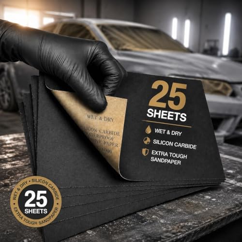 LiME LiNE Sanding Sheets 25 Pack, Automotive Grade Silicon Carbide Wet or Dry Sand Paper (2000 grit)