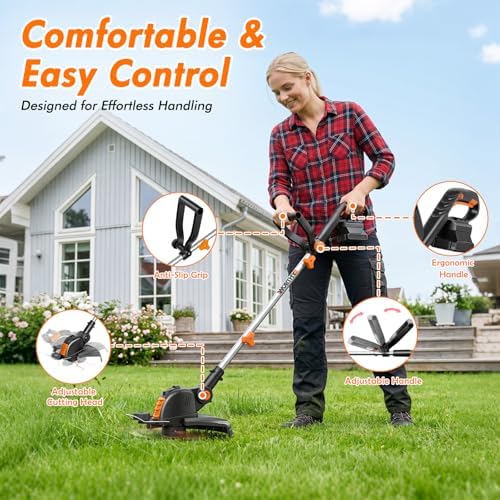 Electric Weed Wacker Eater Cordless Battery Powered String Trimmer Whacker