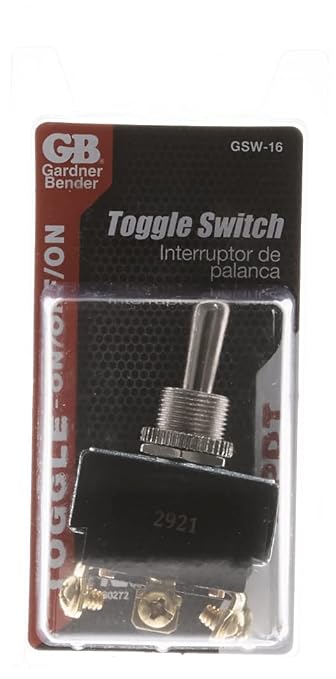 Gardner Bender GSW-16 Heavy-Duty Electrical Toggle Switch, DPDT, ON-(OFF)-ON, 20 A/125V AC, Screw Terminal