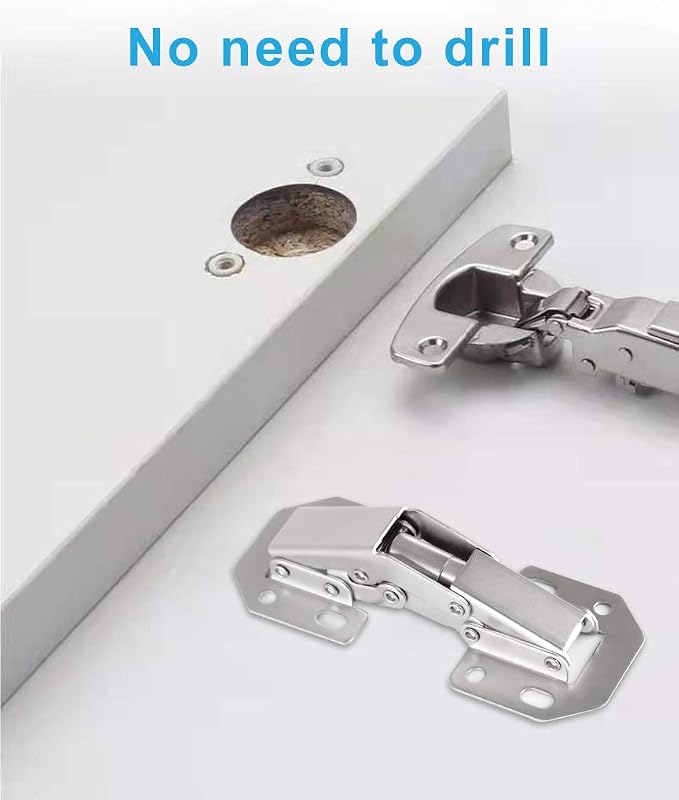 2-Pack Hidden Hinges for Cabinet Doors Frameless, Concealed Cabinet Hinges, 90 Degree Surface Mount Hinges