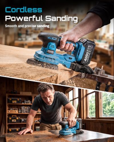 Seesii 6-in-1 5” Random Orbit Sander Cordless, 2Pcs Batteries, 21V, 6 Speed
