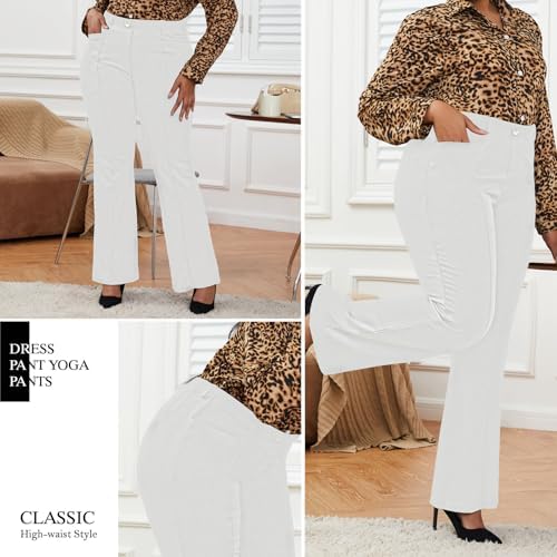 DGD Wrinkle-Free Stretch Dress Pants Plus Size for Women Pull-on Pant Ease into Comfort Office Pant