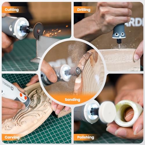 HARDELL 8V Cordless Rotary Tool Kit, 5-Speed with 80Pcs & 28000RPM, for DIY