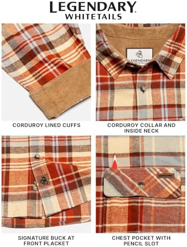 Legendary Whitetails Mens Flannel Long Sleeve Button Down 100% Cotton Shirt