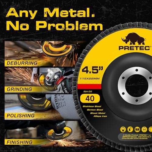 Flap Discs 4 1/2 for Angle Grinder, 40 Pcs Flap Discs 40/60/80/120 Grit, 4.5" x 7/8" High Density Zirconia Type 27 Flap Sanding Disc for Grinding, Rust Removal, Sanding and Finishing - 40Packs