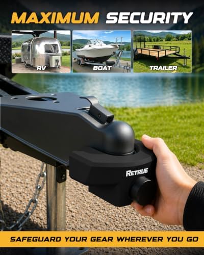 RETRUE Heavy Duty Widened Trailer Lock for 2 5/16" Ball Coupler, Black