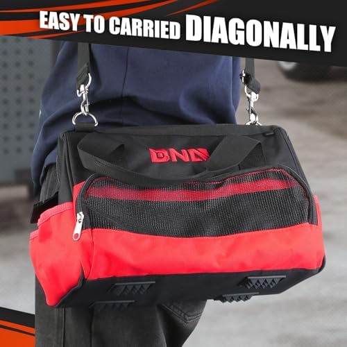 DNA MOTORING 12in Heavy-Duty Electrician tool bag, Portable Canvas Tool Bag Organizer for Electrician, Carpentry, HVAC, w/Shoulder StrapTOOLS-00641