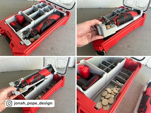 Jonah Pope Design 3d Printed Insert designed for M12 Brushless Rotary Tool and Packout Organizer (Insert Only) Red
