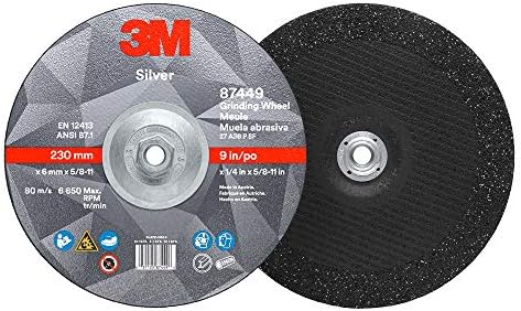 3M Silver Depressed Center Grinding Wheel, 87449, 36+, T27 Quick Change