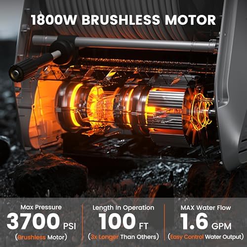 Giraffe Tools Grandfalls Pressure Washer Pro with 100FT Hoses, Dark Silver