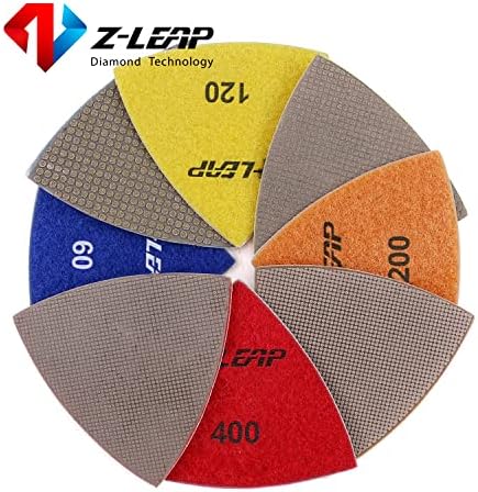 Triangle Diamond Sandpaper Sheet Discs Sanding Pads for for Grinding Stone Glass Ceramic 3"(80mm) Mix Grit/4pcs