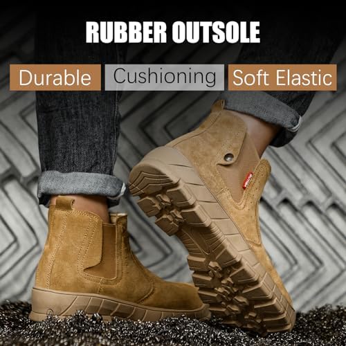 GLANOUDUN Steel Toe Shoes for Men Welding Work - Slip-On, Mid-Top Coverage