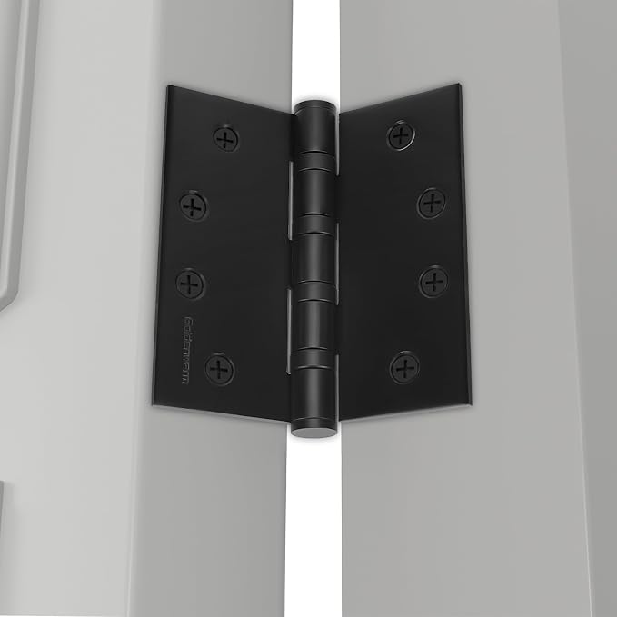 3 Pack goldenwarm Matte Black 4'' Door Hinges for Exterior Doors Ball Bearing Door Hinges 4in x 4in with Square Corners, Heavy-Duty, 304 Stainless Steel