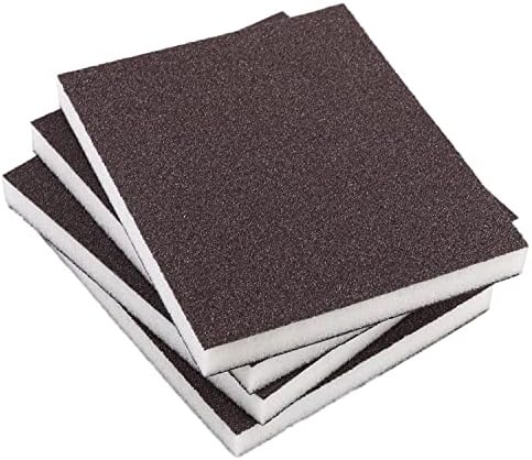 Utoolmart Sanding Sponge Sanding Blocks, 100 Grit Wet Dry Sandpaper Sponge, Washable and Reusable Sand Sponge Kit, for Kitchen Cookware Cleaning and Rust Removal of Rusted Metal, Grey, 4 Pcs