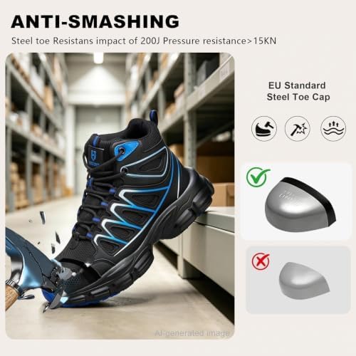 Hogent Steel Toe Shoes for Men Women - Non Slip & Lightweight Work Shoes
