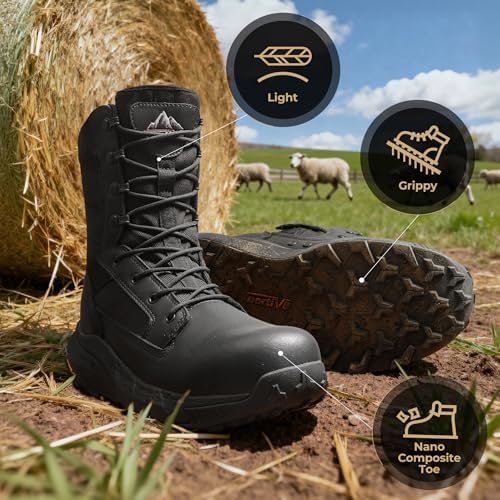 NORTIV 8 Men's Composite Toe Work Boots Side Zipper