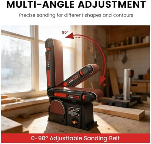 FINDBUYTOOL Belt and Disc Sander, 4.3A Benchtop Sander with 4-1/2"W x 11"L Belt Table and 10"W x 12"L Disc Table, Adjustable Belt Disc Sanders for Sanding, DIY Woodworking, Metal & Knife Sharpening