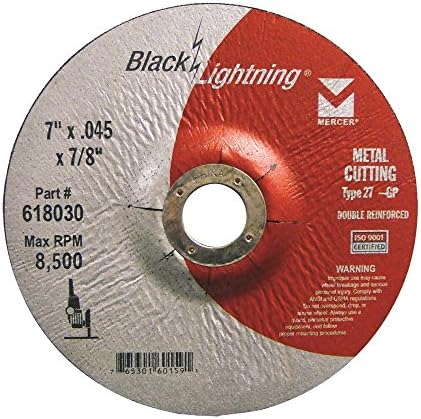 Mercer Industries 618030 - 7" x .045 x 7/8" Type 27 Black Lightning Cut-Off Wheels for Metal (25 pack)
