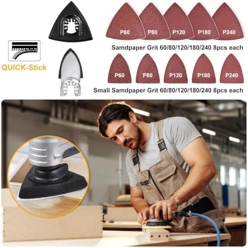PECHAM 104 Pcs Oscillating Multi Tool Blade, Wood Metal Cutting and Sandpaper Oscillating Tool Accessories with Titanium Quick Tooth Japanese Tooth Multitool Blade Fit More Oscillating Tools