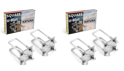 Stainless Steel Square U Bolt Kit for Boat Trailer Axle Leaf Springs, for 2x2 Axle - 4 3/4" Long,2 inch Wide Square U-Bolts with Nuts and Frame Plate for Trailer Automobiles Trailer.