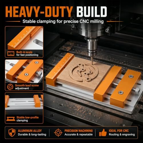 Low Profile Aluminum Mini Cnc Vise for Router Machine, Workholding Clamp for Wood & Metal Milling, 7.87"x3.94", 136mm Clamping Range, Precision Bench Vise for 3018/4040 Desktop Cnc Router