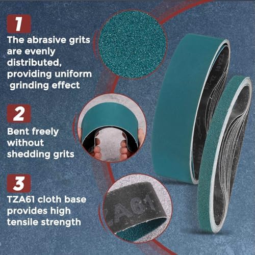 4 Pcs Sanding Belts 3 x 21 Inch 60 Grit Zirconia