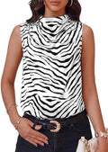 Cicy Bell Womens Mock Neck Satin Tank Tops Silky Business Casual Outfits