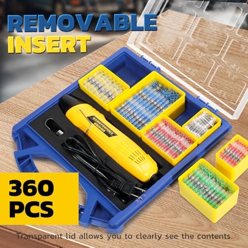 haisstronica Solder Seal Wire Connectors with 350W Mini Heat Gun, 360PCS