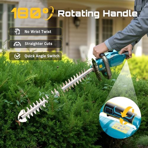 SEESII 20" Hedge Trimmer Cordless with 2× 4.0Ah Battery, Lightweight Design